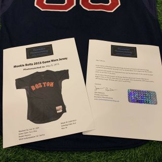 Mookie Betts Boston Red Sox Game Worn Jersey MLB Auth 2015 MLB Auth Matched 3
