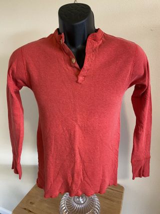 Vintage Duofold Thermal Shirt Usa Sz S Red Crew Base Layer Distressed A Little