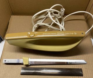 Retro Vintage Hamilton Beach Scovill Electric Knife Model 275 - 2 Gold And Yellow