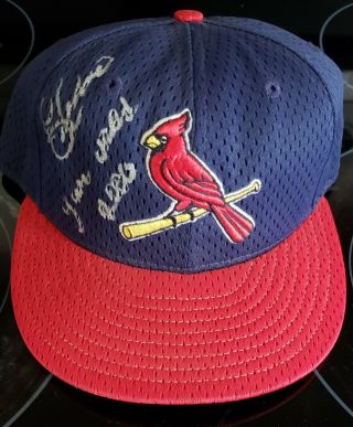 St Louis Cardinals Eric Davis Autographed Game Worn Hat Cincinnati Reds