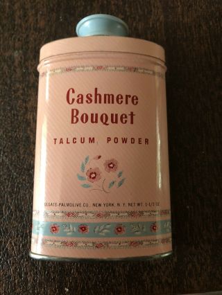 Vintage Cashmere Bouquet Talcum Powder Container Colgate 1 1/2 Ounce Size