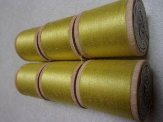 Vtg J.  P.  Coates Boilfast Thread 6 Yellowcolor,  Wooden Spools Labels,  Full