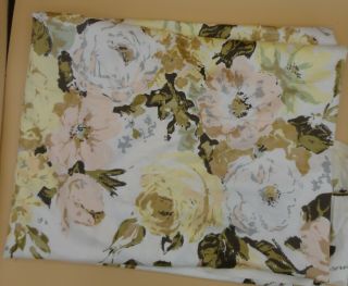 Vintage Polished Cotton Fabric,  35 " X 2 1/2 Yards,  Floral Yellow,  Gold,  Green