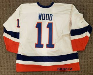Randy Wood York Islanders 1989 - 90 Game Worn Ccm White Home Jersey