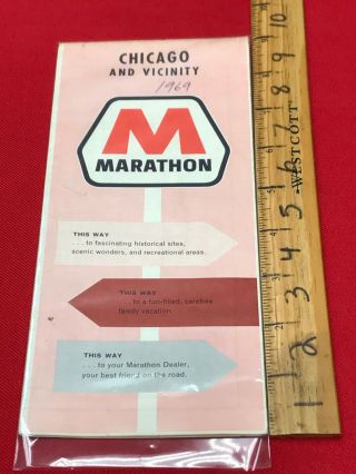 Vintage Map - Chicago And Vicinity - 1969 - Marathon