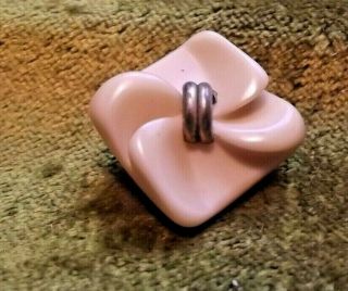 Vintage Square Bubble - Top Celluloid Button - Bow With Df (1419)