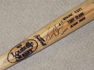Tony Clark H&b Game Signed Bat Detroit Tigers Mlb