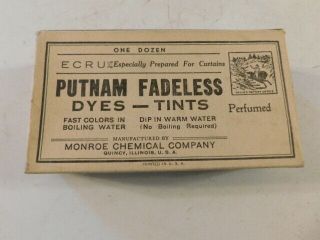 Vintage Putnam Fade Less Dye Tint Packs & White Box Ecru Perfumed 12 Ea Full Box