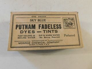 Vintage Putnam Fade Less Dye Tint Packs & Box Sky Blue Perfumed 12 Ea Full Box