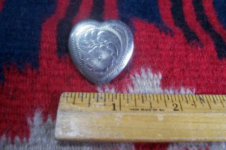 Vintage Alpaca Silver 1 1/4 " Heart Concho For Western Bridle Headstall Belt