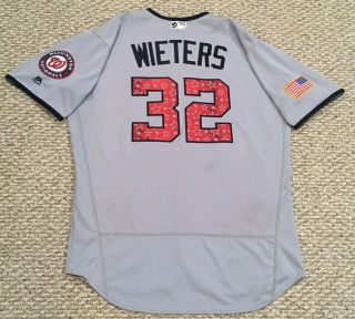 Wieters Size 48 32 2017 Washington Nationals Game Jersey Road July 4 Holo