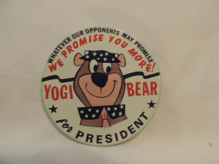Vintage 1964 Yogi Bear For President 3 " Pinback Button