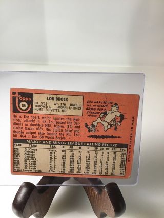 1969 Topps Baseball Lou Brock St.  Louis Cardinals Card No.  85 Vintage 2