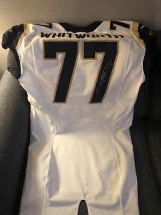 2016 Andrew Whitworth Signed Game Issued Worn Rams Nike Jersey Lsu Autographed