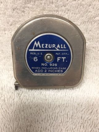 Vintage Lufkin Mezurall 6’ Chrone Tape Measure - No.  926 - Blue Label