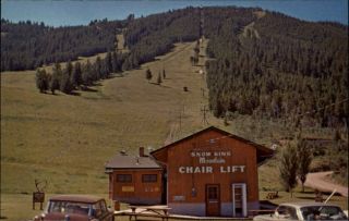 Chair Lift Snow King Mountain Jackson Wyoming 1950s Cars Vintage Postcard