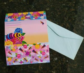 Vtg Lisa Frank " Buzz The Bee " Note Folding Card With Envelopes Sleeve