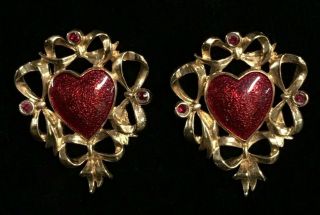 Vintage Avon Gold Tone Heart Earrings