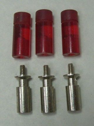3 Vintage Red Plastic Switch Tips For Ham Radio Test Equipment Electronics Knobs