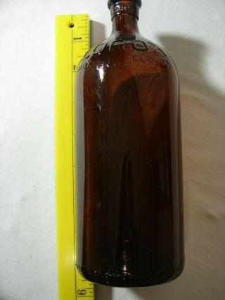 Vintage Brown Glass Clorox Cork Top Bottle Jar 8 "