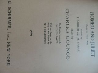 Vintage 1925 G.  Schirmer Romeo and Juliet Gounod Opera 2