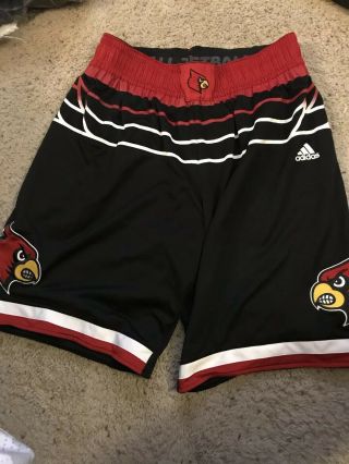 Louisville Cardinals Basketball 16/17 Black White & Red Game Adidas Shorts