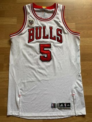 Bobby Portis 15 - 16 Game Worn Chicago Bulls White Jersey W 50 Year Patch,  2xl,  2