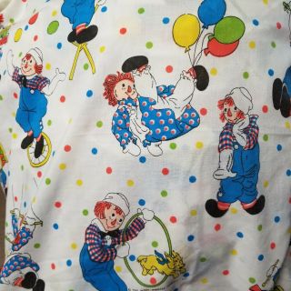 Raggedy Ann & Andy Vintage Twin Fitted Sheet Best As Craft Quilt Fabric