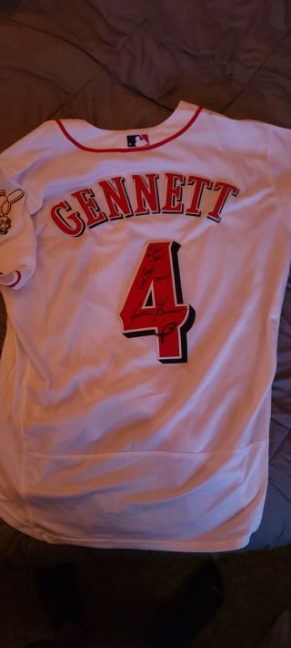 Game Scooter Gennett Cincinnati Reds Signed Autographed Jersey