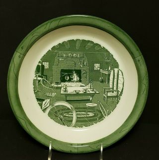 Vintage Royal China Colonial Homestead Green Pie Plate 10 "