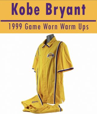 1998 - 99 Kobe Bryant Game - Worn L.  A.  Lakers Warm - Up Suit Swatch