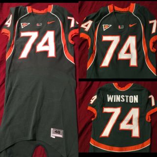 Eric Winston 74 Miami Hurricanes Game Team Issued Football 48 Nike Jersey