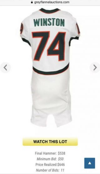 Eric Winston 74 Miami Hurricanes Game Team Issued Football 48 Nike Jersey 2