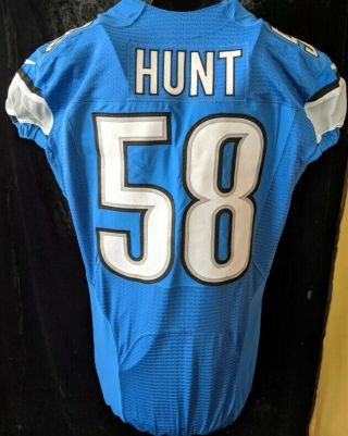 Detroit Lions Phillip Hunt Game Issued/worn 58 Jersey 2014 - 15 With Lelands Loa