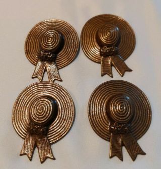 SET OF 4 VINTAGE HAT BRASS BUTTON COVERS 2