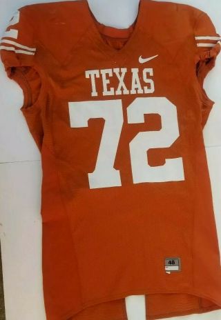 Nike Game Worn Authentic Texas Longhorns Ut Football Jersey Orange Home 72