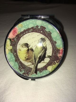 Vintage Style Shabby Chic Victorian Birds Double Mirror Compact