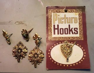 Vintage Mid Century Fleur De Lis & Others Picture Hanger Decorative Hooks