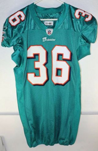 Lousaka Polite Miami Dolphins Football Jersey Team Issued Game Worn Nfl 46