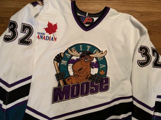 Manitoba Moose Game Worn Ihl Hockey Jersey W/ 5 Year Patch.