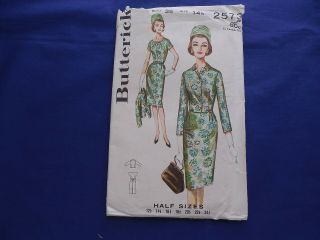 Vintage Butterick Slim Dress & Jacket Pattern 1960 