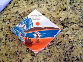 Hawaiian Club Of San Francisco California Napkin,  Vintage Tiki Exotica Ephemera