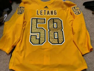 Kris Letang 2019 Stadium Series Pittsburgh Penguins Gold Practice Issued Jersey