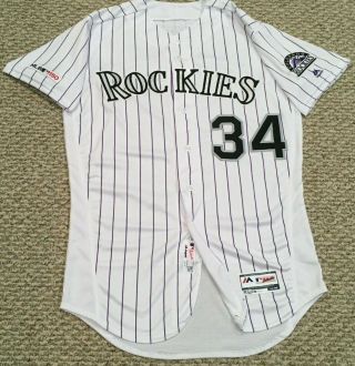 HOFFMAN size 44 34 2019 Colorado Rockies GAME jersey home white MLB HOLO 2