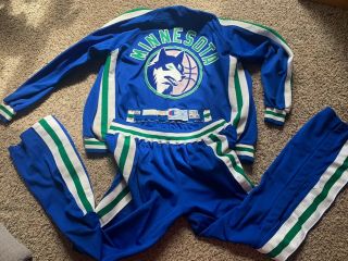 1990 Game Worn Minnesota Timberwolves Warm Up Jersey Champion Jacket Pants