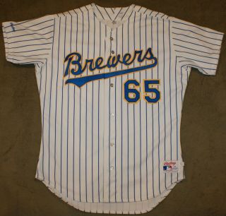 1990 Milwaukee Brewers 65 Game Worn Jersey Size 48 Baseball Jersey