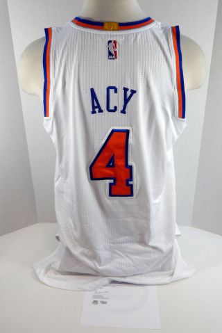 2014 - 15 York Knicks Quincy Acy 4 Game White Jersey Vs Mil 41015 7 Pts