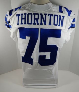 2015 Dallas Cowboys Cedric Thornton 75 Game Issued White Jersey