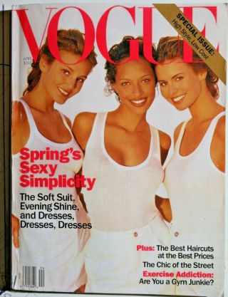 Vogue April 1994 Bridget Hall,  Brandi & Niki Taylor