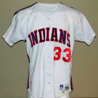 1993 Thomas Howard Game Worn Cleveland Indians Home Jersey 33 - Russell